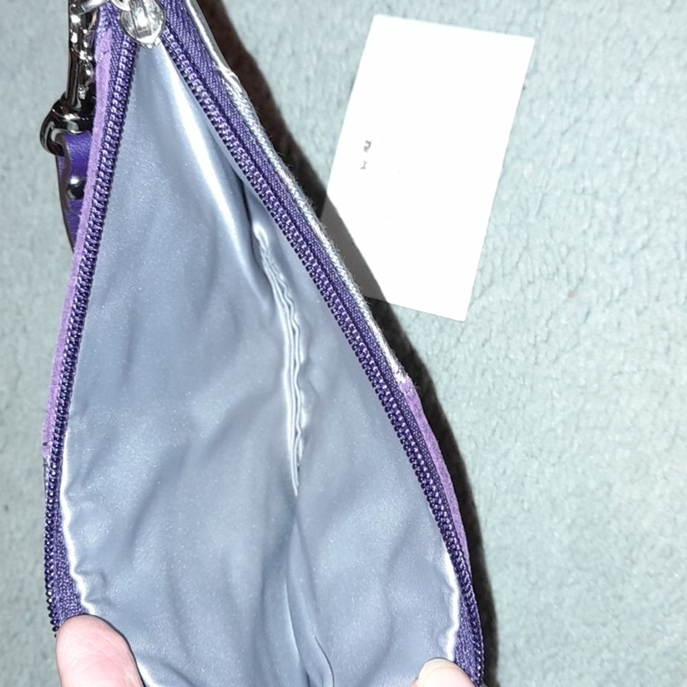 Nwt! Coach Purple Patchwork Signature Shoulder Bag with Silver Accents - Picture 9 of 9